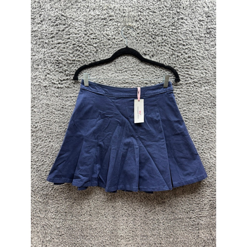 NWT Vineyard Vines Stretch Twill Pleated Skirt Nautical Navy Womens Size 4